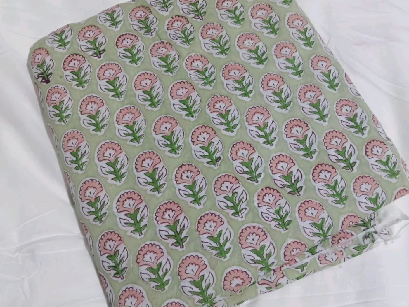 Little Bloom floral hand block-printed cotton fabric for kids yoga pants